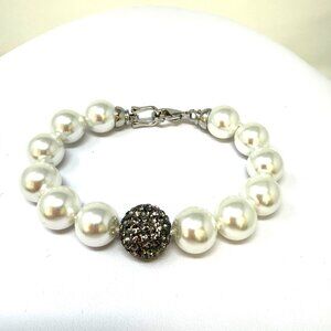🌹SPRING ELEGANCE Blk Diamond Crystal & Pearl Bracelet